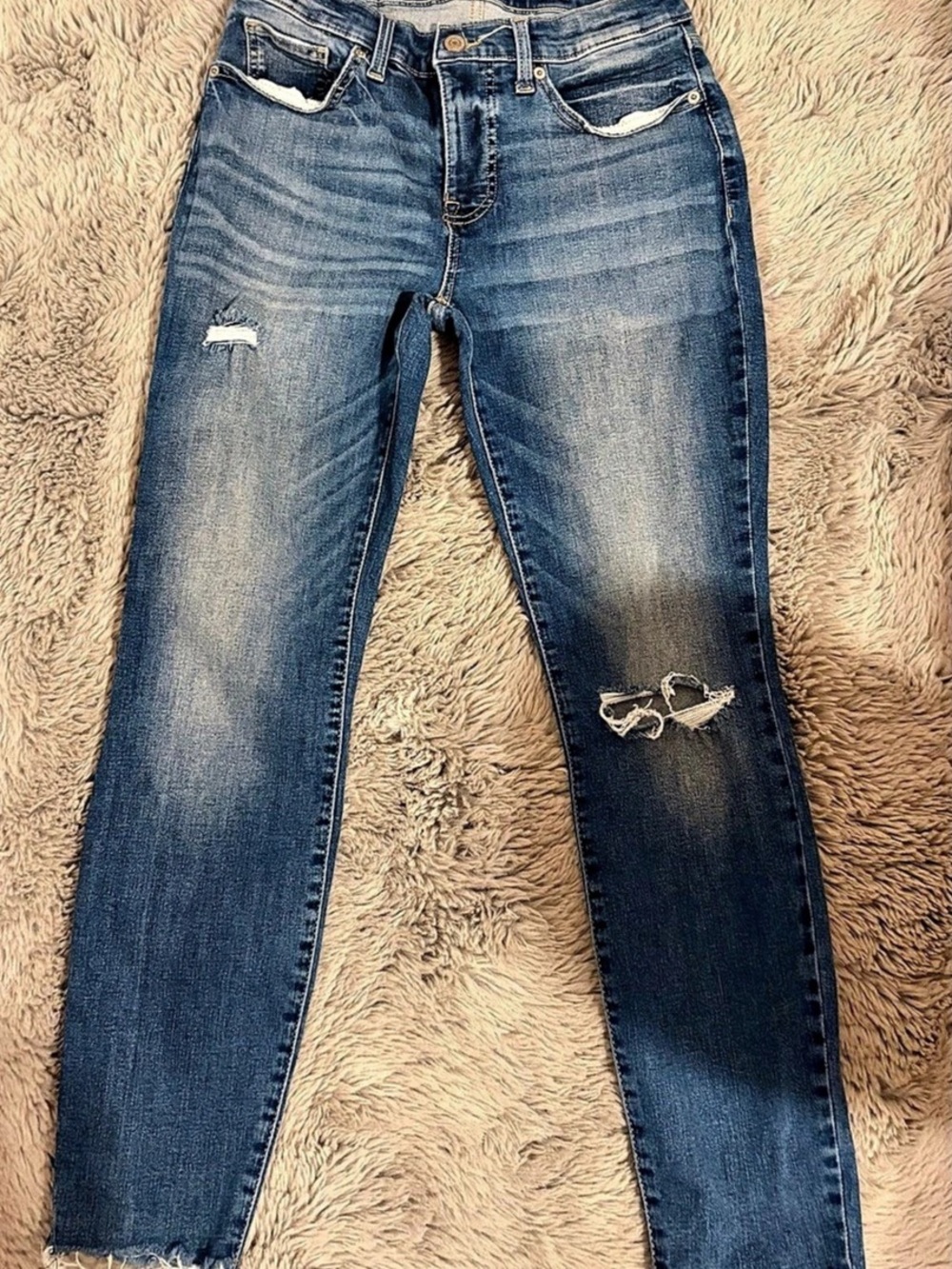Lucky Brand Ava Mid Rise Skinny Ankle Jeans Women's Distressed Straight Leg
